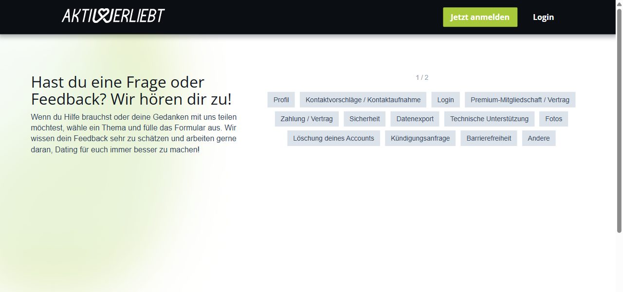 Kontaktformular mit dem Thema Kündigungsanfrage