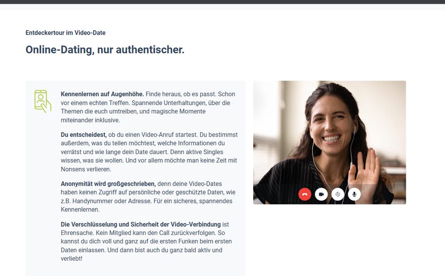 Abschnitt Entdeckertour im Video-Date auf der Startseite